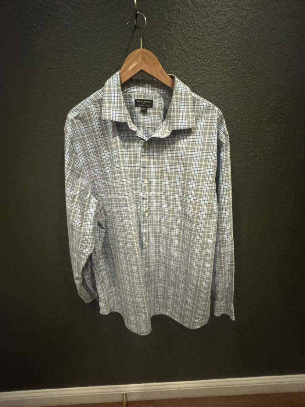 Banana Republic Non-Iron Slim Fit Plaid Dress Shirt XXL